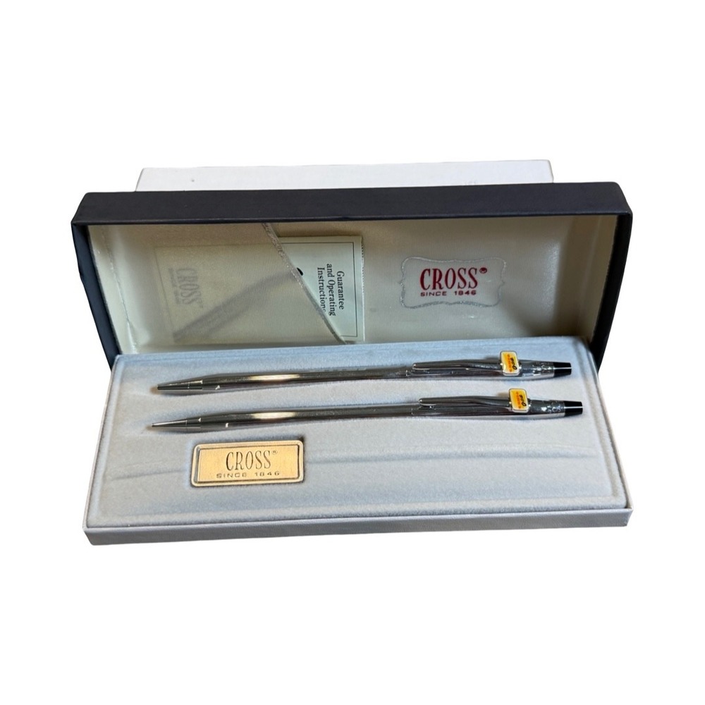 Cross 3501 Chrome Pen and Pencil Set Big O Tires 25th Anniversary Vintage USA